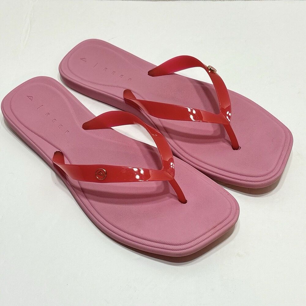 Reef Solaye Hibiscus Pink Red Flip Flop Sandals Womens 9 Beach Vacation